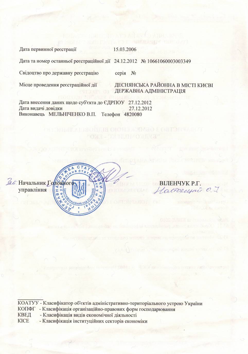 Довідка ЄДРПОУ ТОВ "Будкомплекс-Еко"